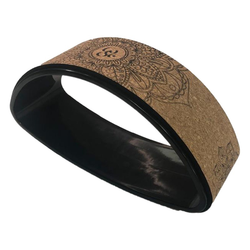 Las ventas de la fábrica de forma ovalada corcho yoga rueda de flexión de nuevo equipo de impresión de material de anillo de yoga mujeres embarazadas ayuda entre padres e hijos