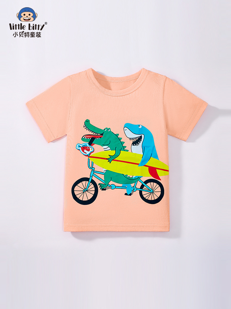 Summer 2025 new children's t-shirt wholesale women's treasure men's treasure cartoon cute printed short sleeve children's clothing factory generation