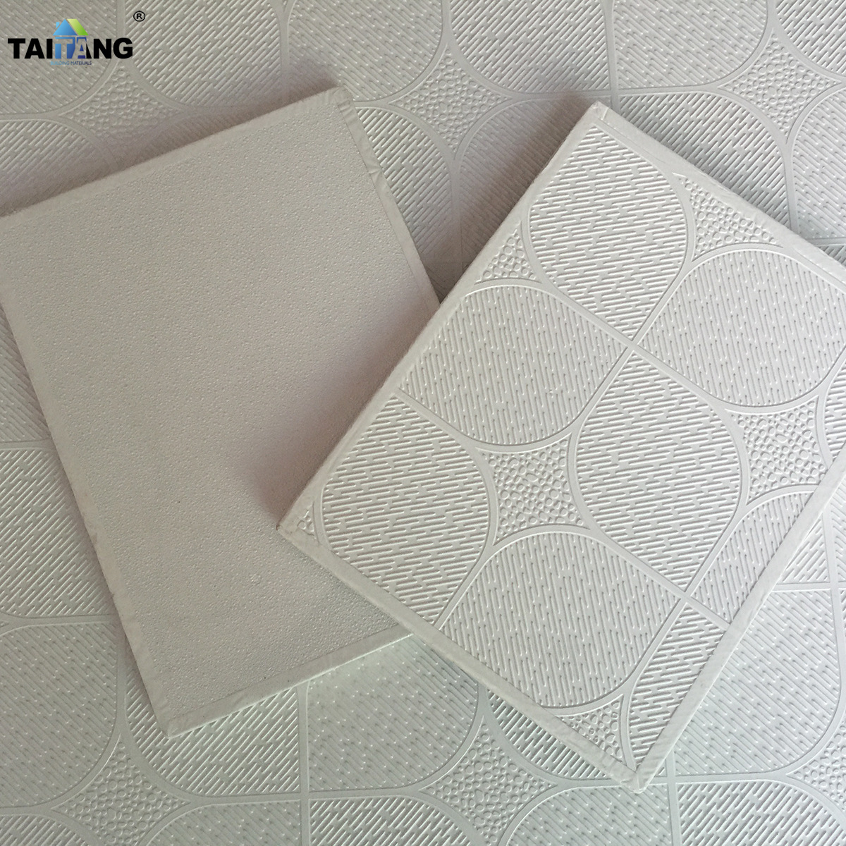 60X60 Pvc Drop Ceiling Panels Tiles Placa de yeso chapa Placa de yeso limpia de tres pruebas