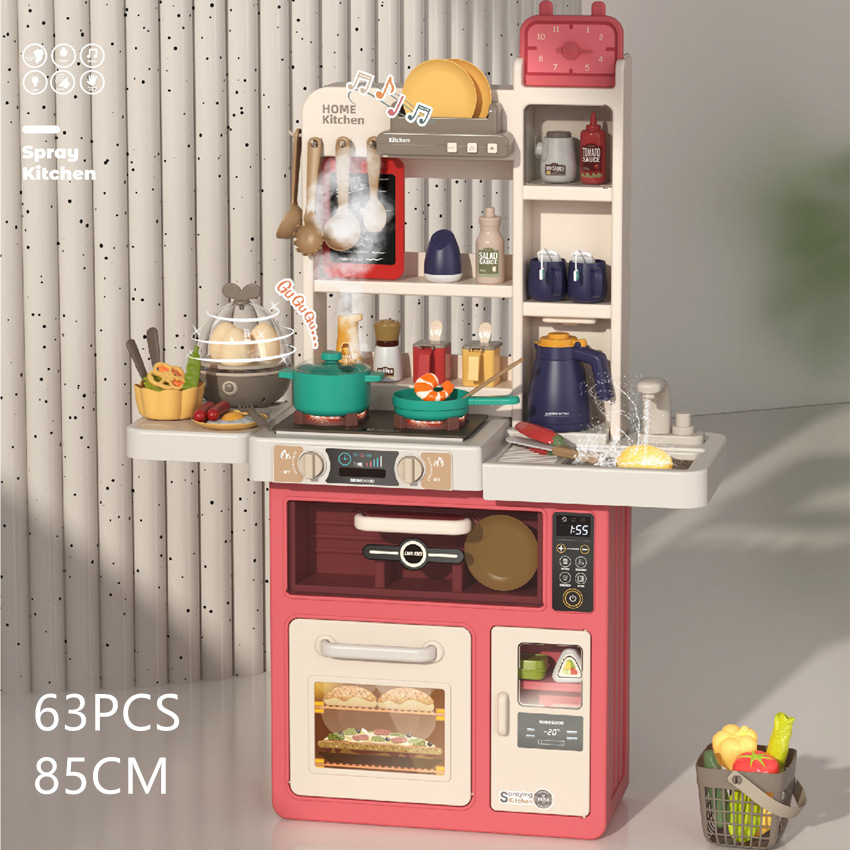 Comercio exterior niños 93cm simulación spray cocina vajilla traje de sonido y luz humo agua juego juguetes casa