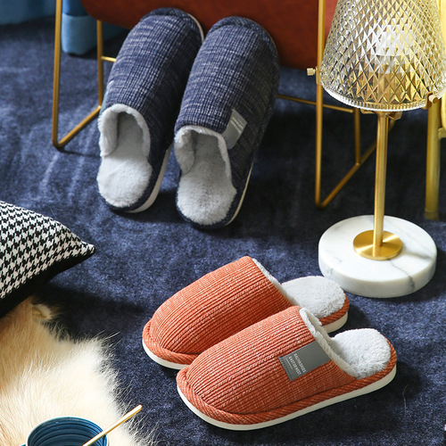 Rui Liya couple cotton slippers for women winter indoor home household soft sole plus velvet to keep warm and non-slip floor mop wholesale