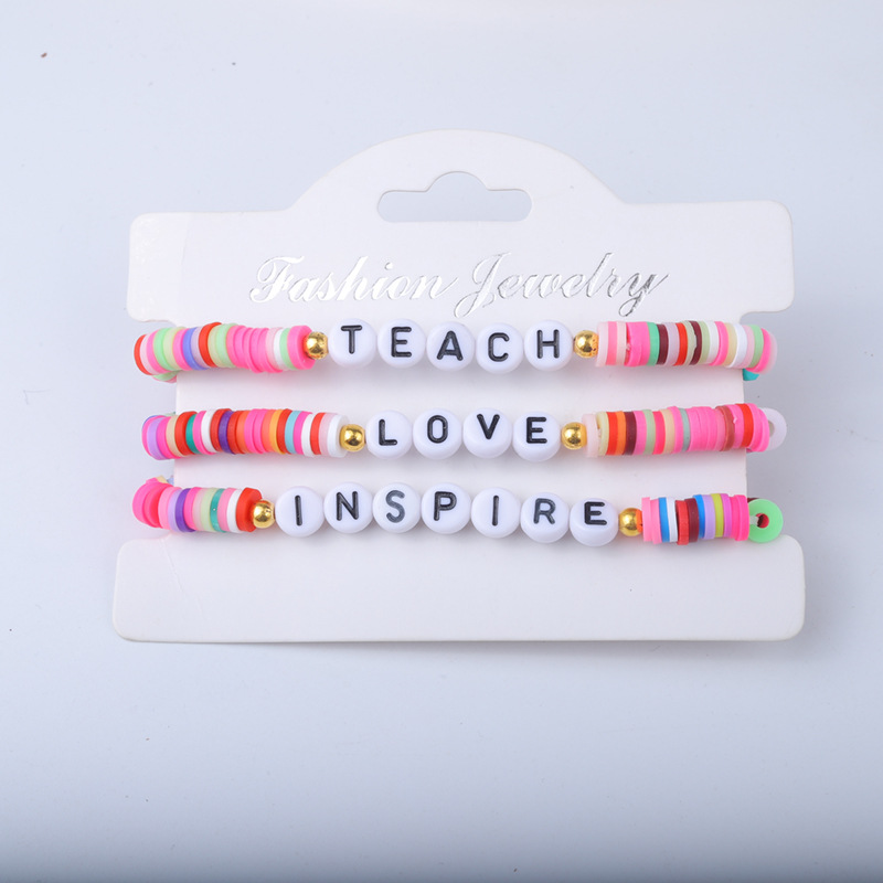 25g Weight Bracelets Classification soft clay Chain Material 1 Set Quantity Holiday, Daily Occasion soft clay Material Letter Pattern Unisex Gender Sweet Style Sweet Letter Soft Clay Wholesale Bracelets 11