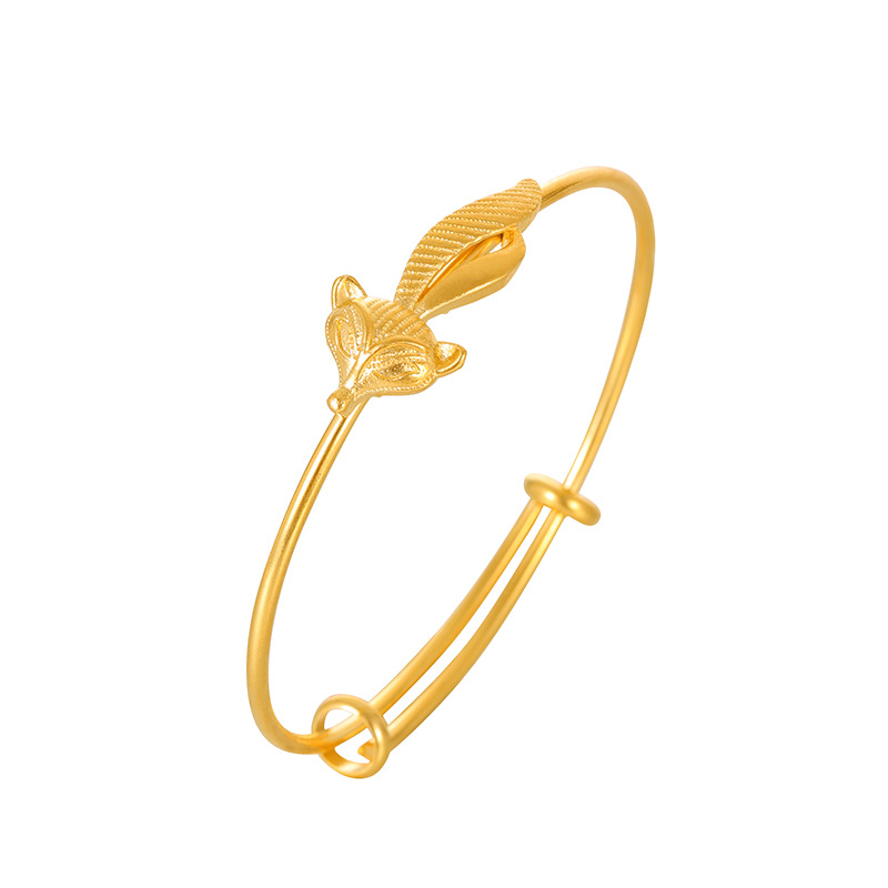 Nueva pulsera de oro lindo zorro Push-Pull aleación de cobre joyería antigua de las mujeres boca abierta accesorios de estilo nacional al por mayor