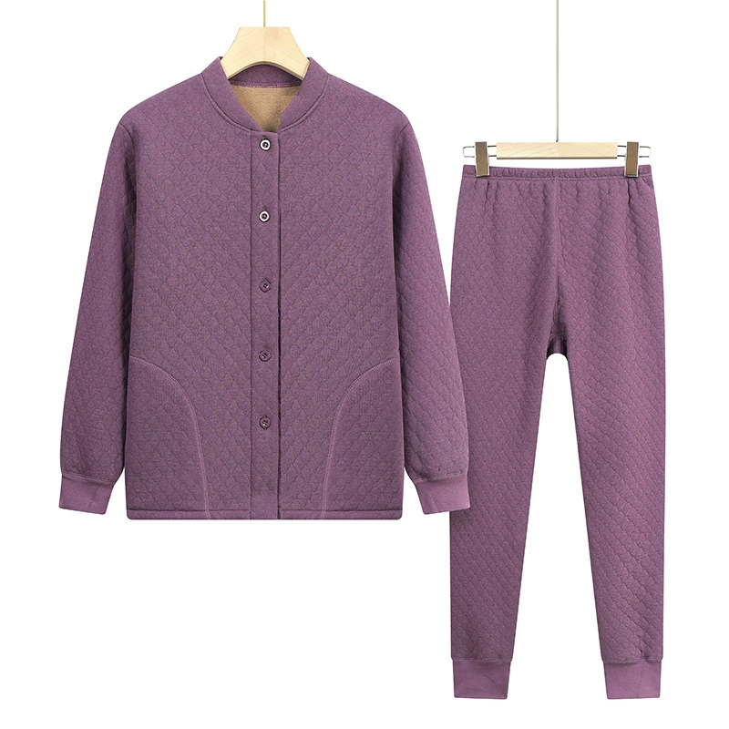 Женский Кардиган среднего и пожилого возраста на флисовой подкладке, термобелье, зимний Кардиган из воздушного хлопка для мамы, утолщенная осенняя одежда, длинные брюки