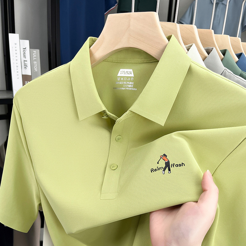 Brand High-End 2026 Summer Seamless Short-Sleeved Men's T-Shirt Anti-Uv Lapel Casual Half-Sleeved Polo Shirt