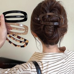 女性の後頭部用のシンプルでエレガントな楕円形のヘアクリップ、ハイエンドのツイストクリップ、大きなヘアクリップ、ヘアアクセサリー