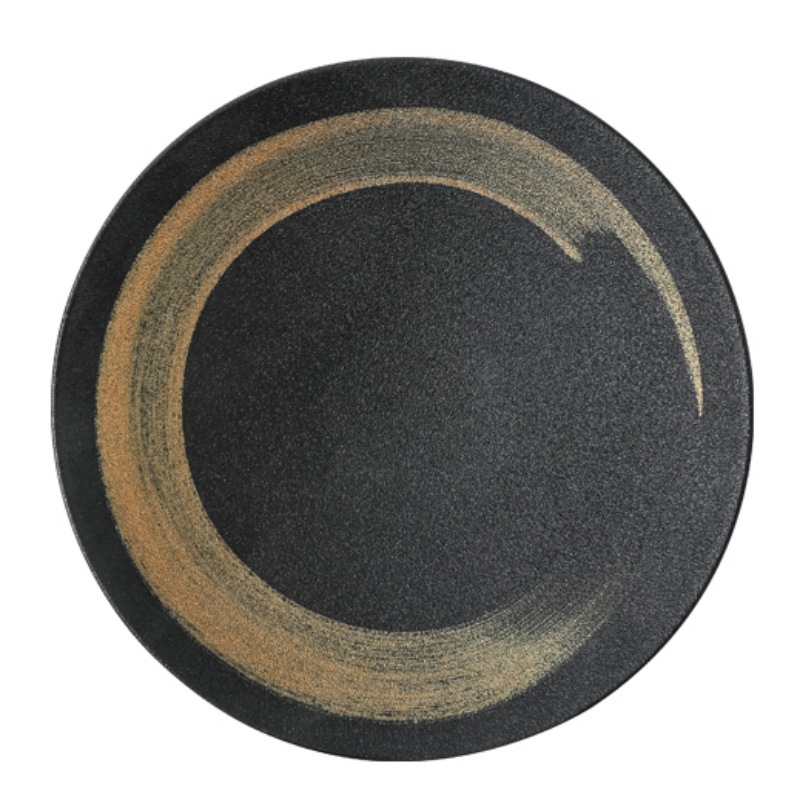 Cuencos de cerámica pintados a mano de arena negra, platos de cerámica, platos de ensalada, platos de pescado hervido, platos