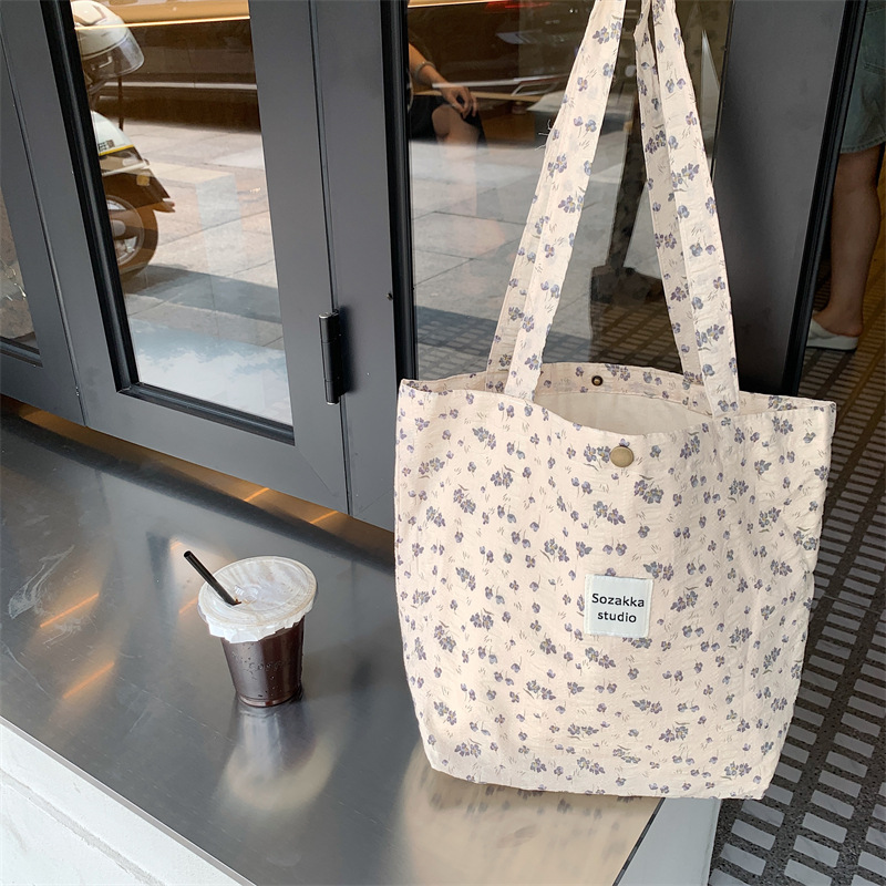 36251 Vintage floral canvas cosmetic bag, large-capacity handbag, women's single-shoulder crossbody bag, tote bag, underarm bag undefined