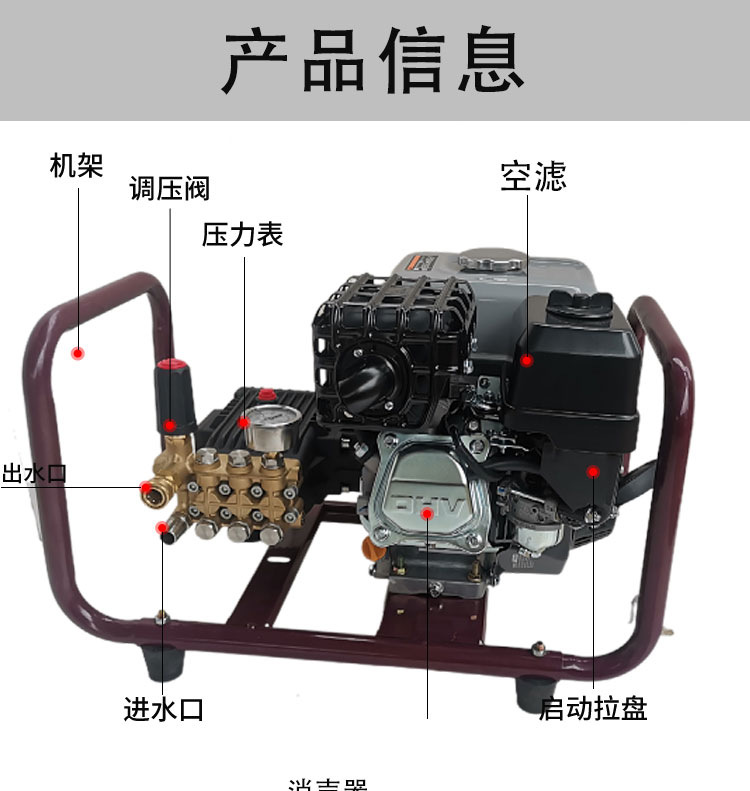 Zongshen Gasoline High-Pressure Cleaning Machine, Commercial High-Power Diesel Car Washing Machine, a Powerful Tool for Washing Cars at Construction Sites, Property Management, and Farms