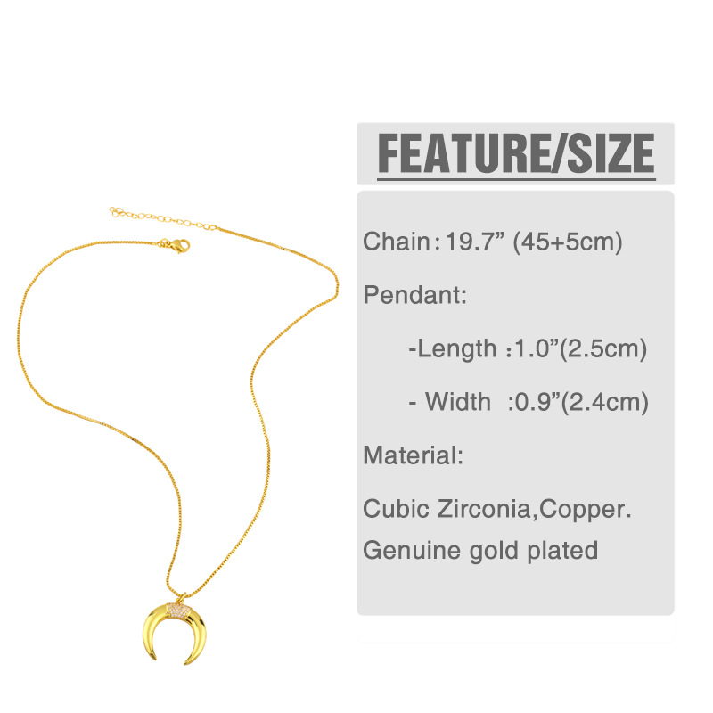 Wholesale Jewelry Fashion Crescent Inlaid Zircon Pendant Necklace Nihaojewelry display picture 1