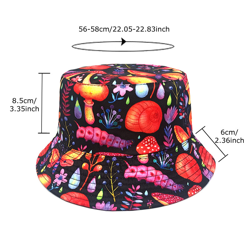 Unisex Casual Hip-hop Mushroom Printing Wide Eaves Bucket Hat display picture 1