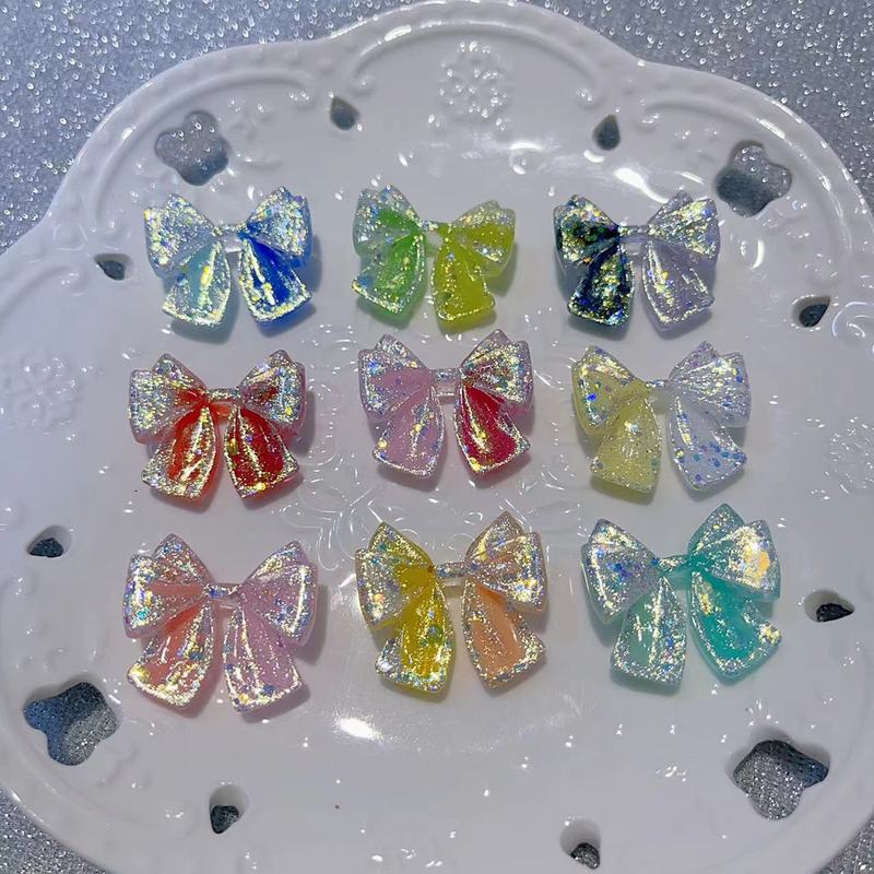 【悬浮爆闪小蝴蝶结】卡28×25mm萤火虫夜光 手工DIY饰品-树脂花|undefined