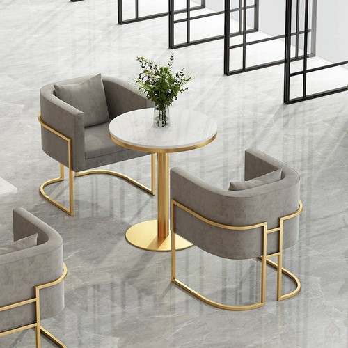 Nordic sofa and iron tea table set, modern minimalist coffee shop negotiation table, milk tea shop, internet celebrity leisure area, booth