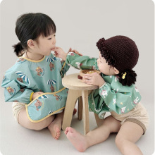 ins新款韩版罩衣长袖防水吃饭衣宝宝喂饭兜儿童TPU反穿衣婴儿围兜