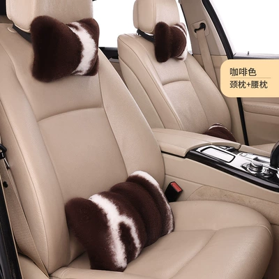 Headrest — rabbit fur pillow cute fashion - brown-neck-pillow-one