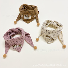 儿童围巾秋冬季女童韩系碎花保暖三角巾春款宝宝外出防风围脖时尚