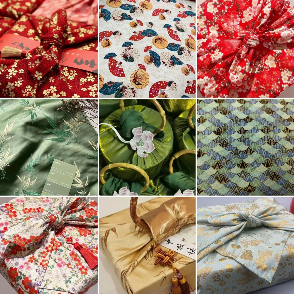 和风中式包裹布吕布伴手礼包盒纸盒木盒包装方巾包布