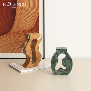 Wabi-Sabi Retro Style Abstract Natural Marble Dry Vase House B&B Living Room Entrance Flower Table Creative Crafts