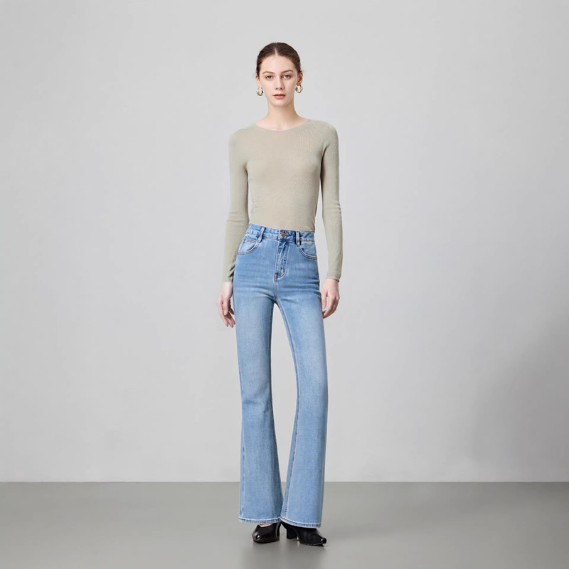 "Four-Way Stretch with a High-End Feel" High-Waisted Slimming Flared Jeans for Women, Spring 2026 Stretch Denim "Four-Way Stretch with a High-End Feel" High-Waisted Slimming Flared Jeans for Women, Spring 2026 Stretch Denim