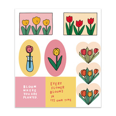 90貼/包鬱金香貼紙ins手賬素材裝飾少女心可愛花卉防水不乾膠標籤