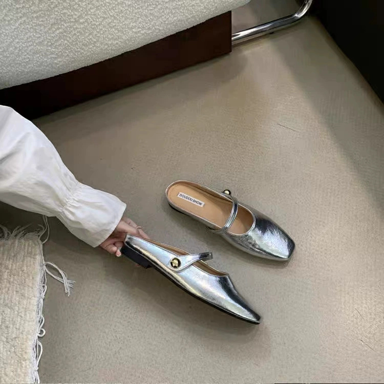 Spring summer slide, slippers, 2024 years, french style, soft sole