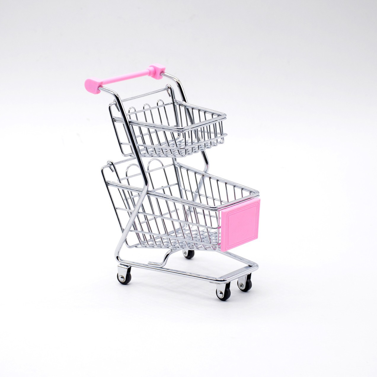 Suministro directo de fábrica mini carrito de compras creativo comercio exterior exportación al por mayor carro de hierro de doble capa Tiancheng hardware