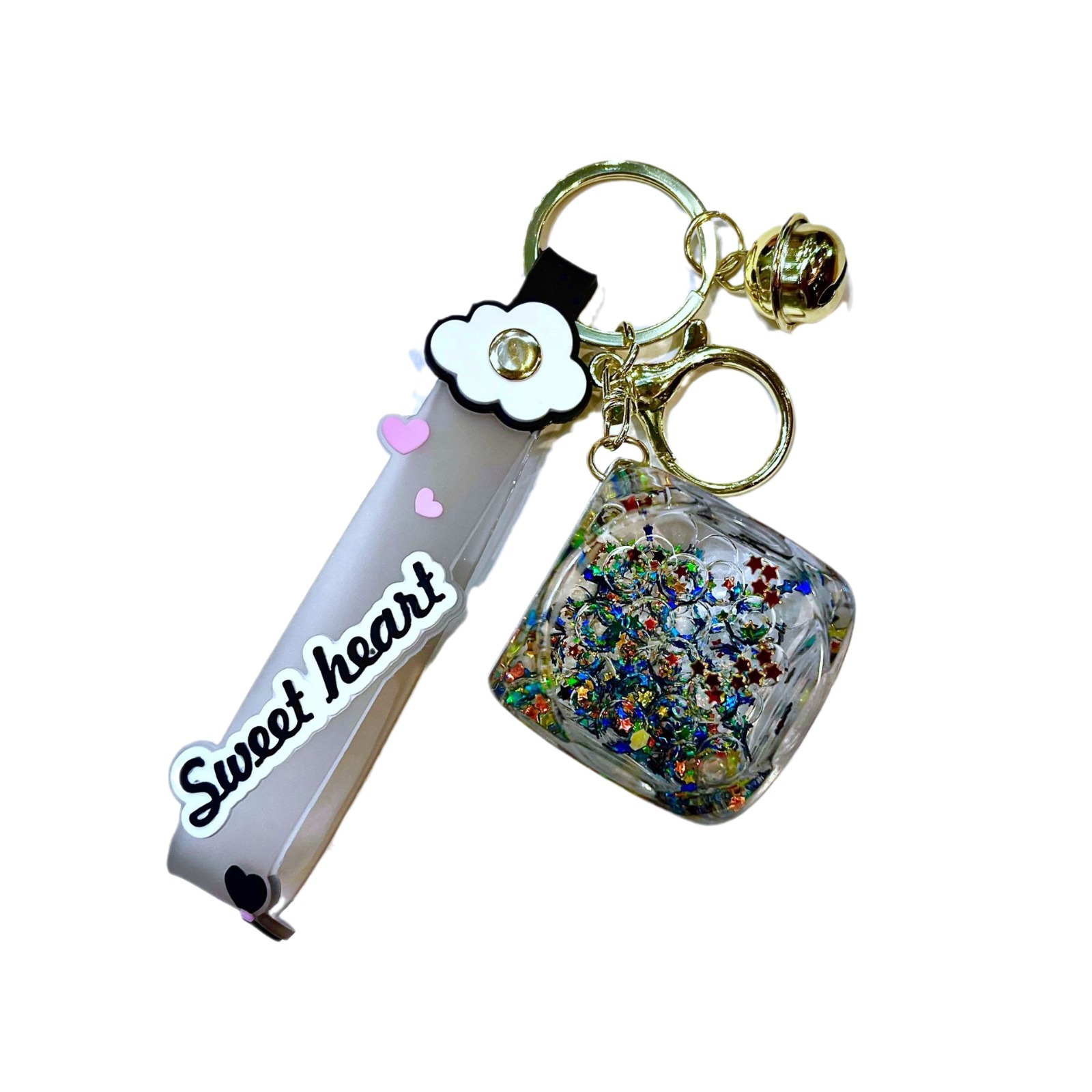 Nuevo llavero de dados luminosos con aceite, cuentas de burbujas, dados, colgantes de botella de arena de cristal, colgantes de bolsas al por mayor