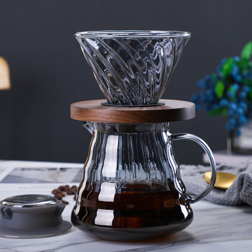 Patented product smoke gray coffee pot glass filter V60 coffee funnel filter cup sharing pot coffee set