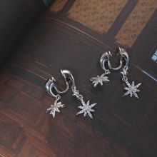 度假风锆石八芒星耳环2025新款爆款轻奢个性耳钉耳饰蚊香盘耳夹女