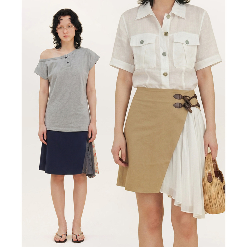 "New Arrivals on 5.27·Discounts Across the Whole Store" Unity Mode Horn Button Patchwork Short Skirt for Women 530127 "New Arrivals on 5.27·Discounts Across the Whole Store" Unity Mode Horn Button Patchwork Short Skirt for Women 530127