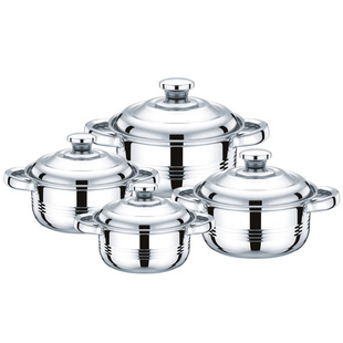 Manufacturer Wholesale Stainless Steel Set Pot with Lid Thickened Soup Pot Tube Ear Three-Piece or Four-Piece Set 16/18/20/22cm