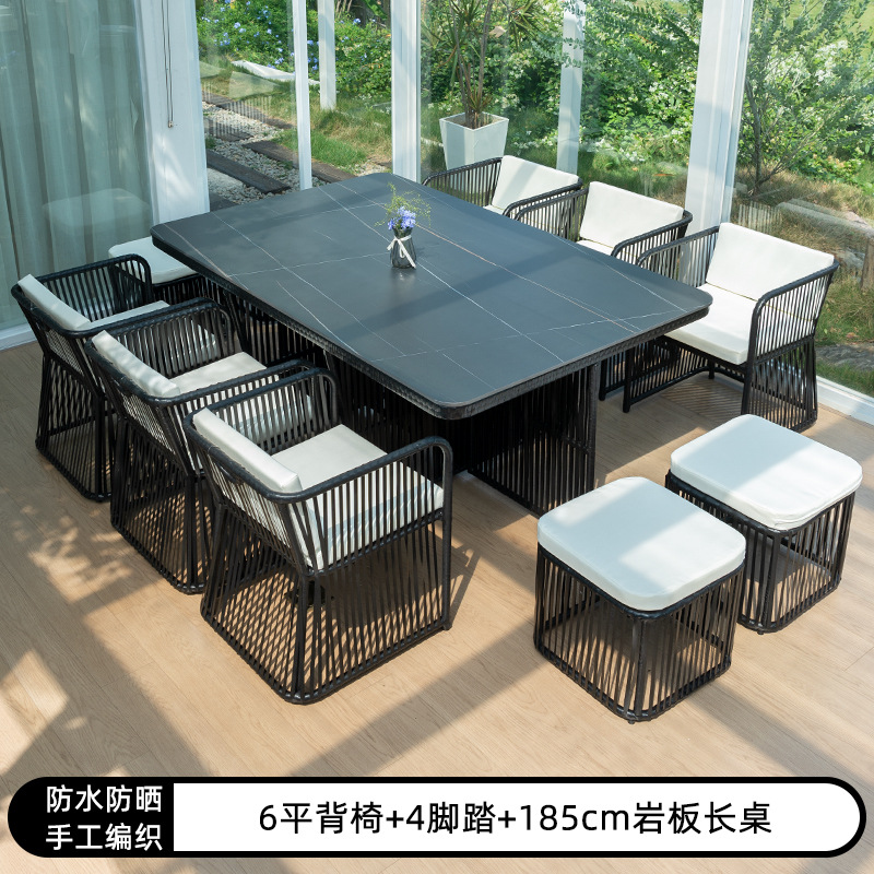 Al Aire Libre mesa y silla patio ocio ratán mesa y silla combinación terraza jardín al aire libre Mesa de té Muebles silla impermeable Protección solar