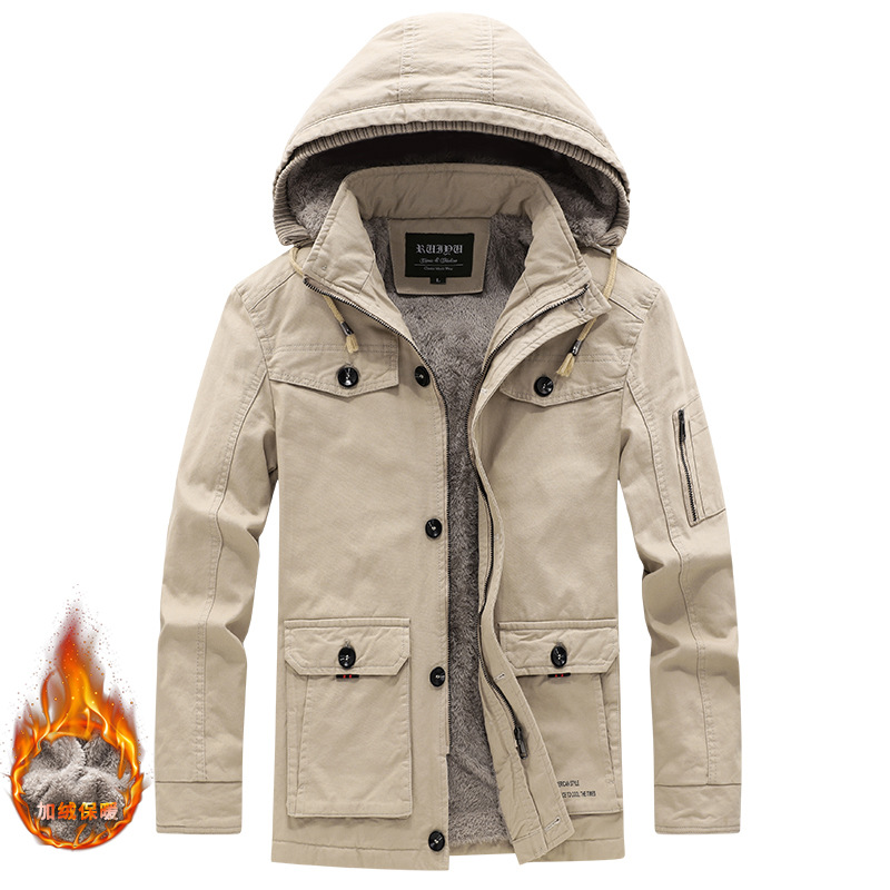 Abrigo de algodón acolchado de invierno para hombres con forro polar acolchado de mediana edad y ancianos ropa de trabajo rompevientos Algodón puro casual transfronterizo más tamaño marca de moda Abrigo acolchado de algodón