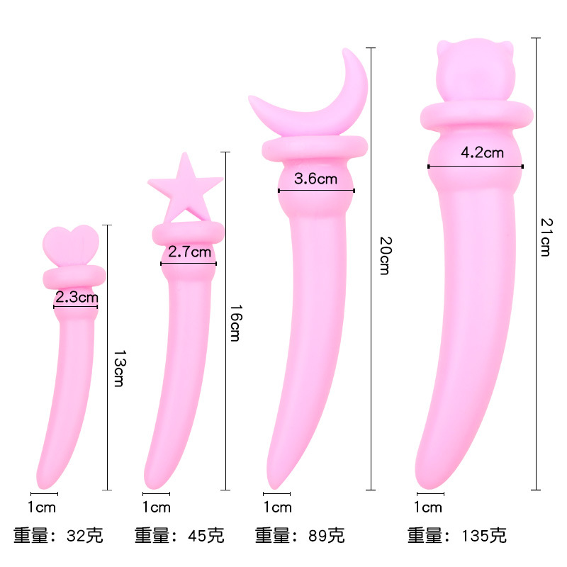Cartoon Crescent Anal Plug, Purple Bear TPE Design, Smooth Non-Vibrating Insert — detail image 1