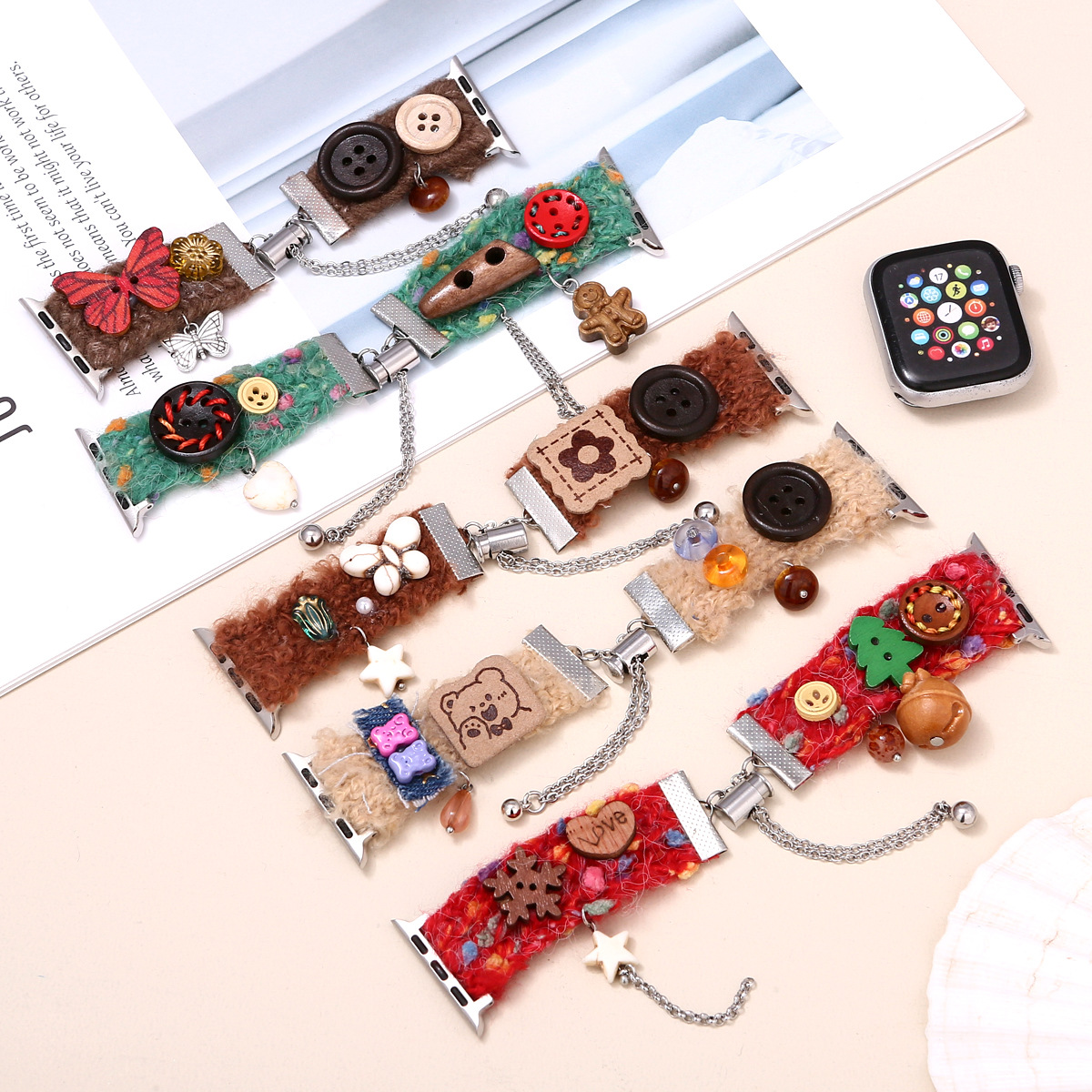 Uhrenarmbänder geeignet für Apple Watch 8765 Fashion Plüsch Zubehör Iwatch Herbst und Winter Atmosphäre Strap_voghion.com