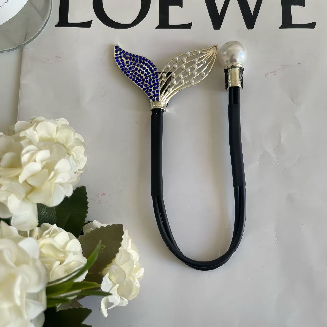 Clip giratorio de cola de pez perla, cabeza de bola perezosa, dispositivo para el cabello, pinza para el cabello, cabeza femenina, placa de sensación avanzada, accesorios para el cabello