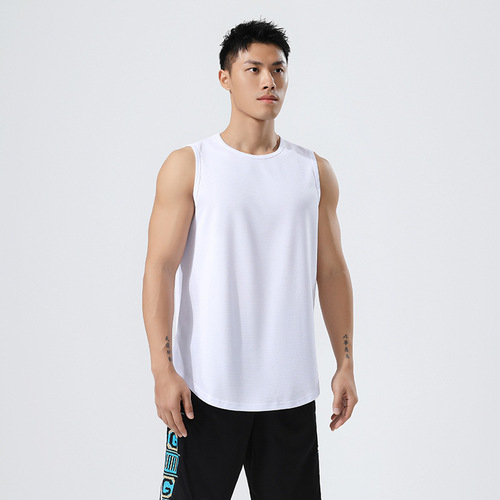  New Summer Round Neck Men's Vest Breathable Sports Fitness Loose Sleeveless New Versatile Bottoming Undershirt