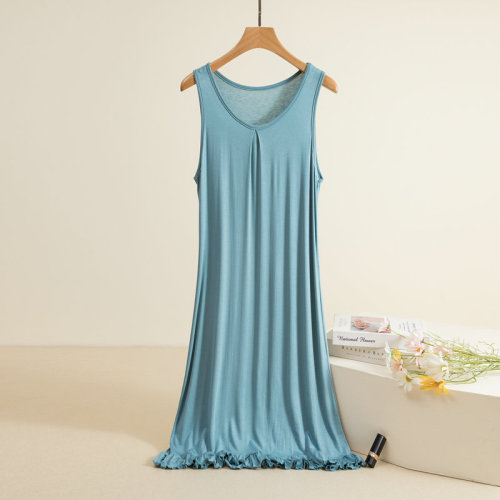  Modest Lace Edge Women's Versatile Spring Summer Long Loose Plus Size Tunic Dress