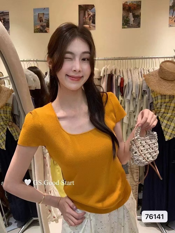 后绑带收腰修身短袖针织衫女夏季2025新款韩版百搭露腰t恤上衣|undefined