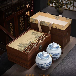 陶瓷密封罐茶叶罐包装礼盒茶储物罐瓷罐礼盒商务礼品盒罐定制logo