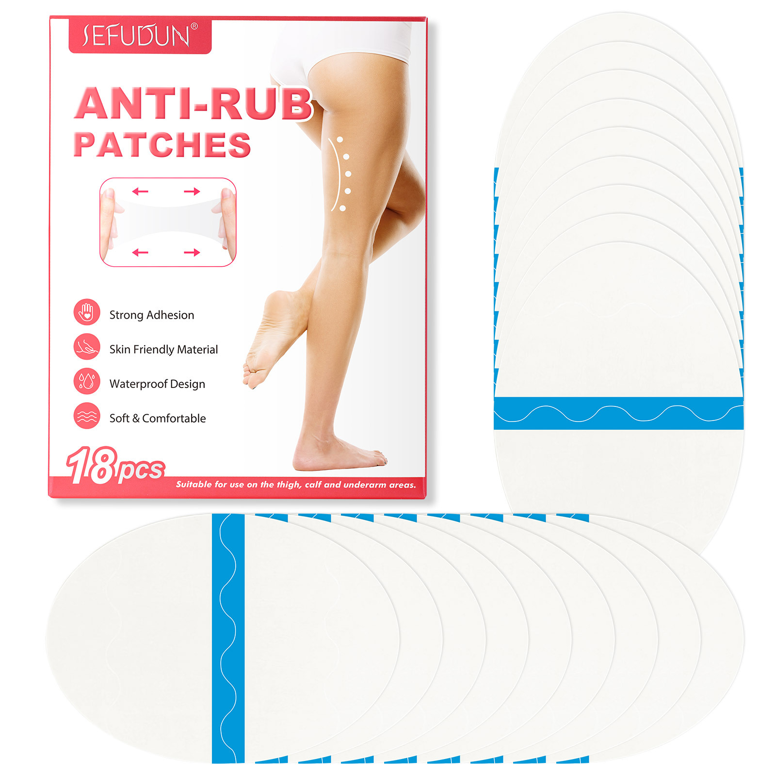 SEFUDUN Thigh Anti-wear Sticker Transparent Invisible Anti-friction Sticker Thigh High Elastic Leg Protection Knee Random Sticker 3