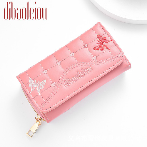 Women's mid-length embroidered coin purse ins niche design cute girly purse women's high-end clutch bag