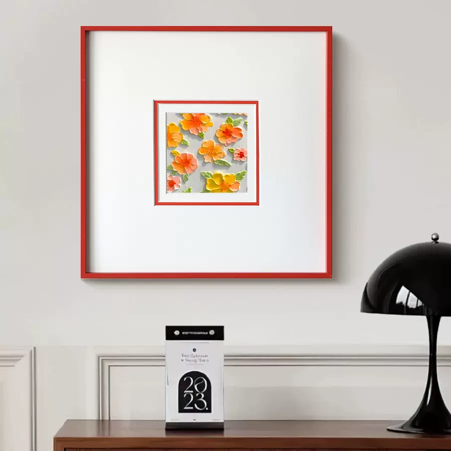 彩色铝合金框餐厅小众艺术组合装饰画简约彩色卡纸小清新花朵挂画