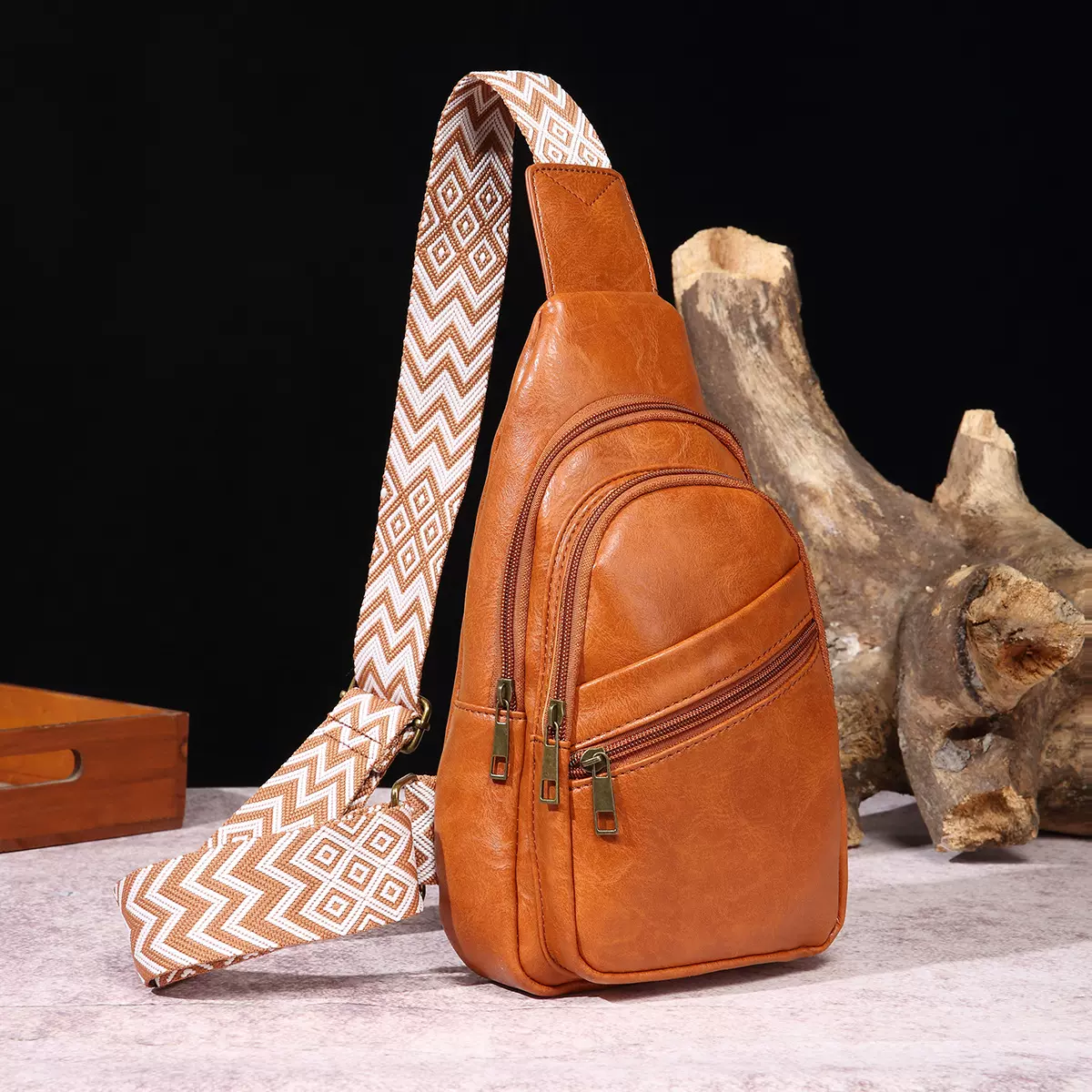 欧美复古休闲时尚胸包纯色女士斜挎包波西米亚风腰包供跨境亚马逊