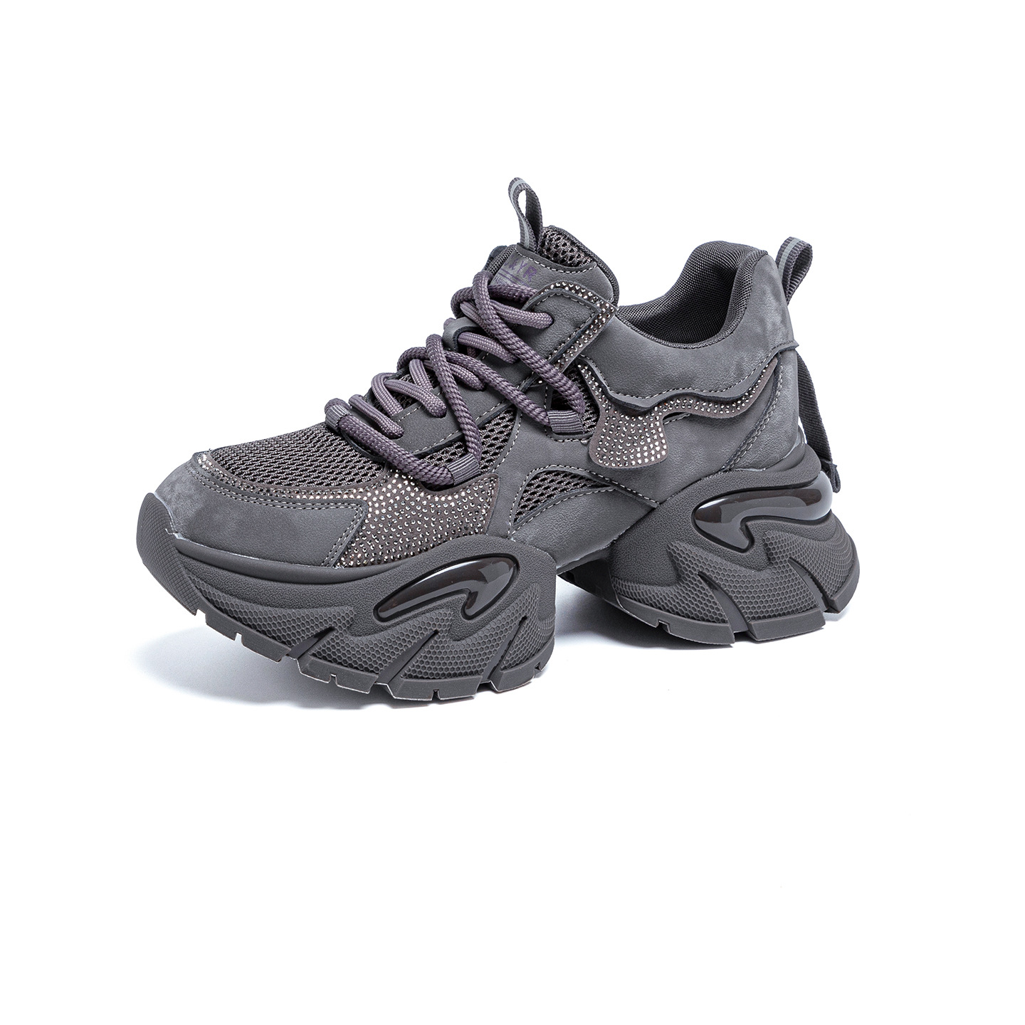 Giày sneaker nữ chunky đế dày tăng chiều cao, phong cách năng động, đế đệm khí — M2957 màu nâu, M2957 màu xám, M2957 màu đen