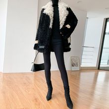 2023新款女装冬季中长款羊羔毛羊剪绒皮毛一体皮草外套女拼接大衣