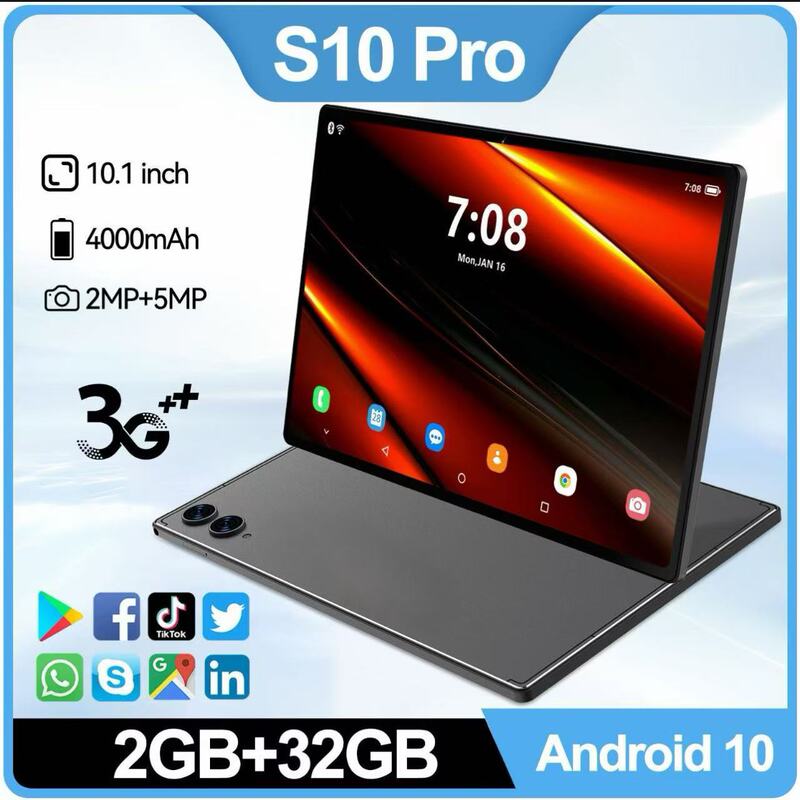 Cross-Border S10 Pro Tablet 10.1inch Large Screen 2+32g Android 10 System Supports Card Insertion Manufacturer Wholesale