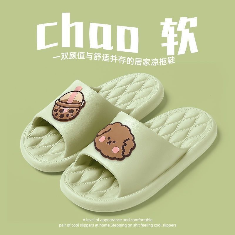 Sandalias y pantuflas de verano, baño interior de dibujos animados, antideslizante, suave, hogar, baño, zapatillas exteriores, zapatillas de pareja, mujer