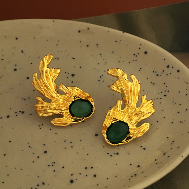 Retro Geometric Copper Earrings Plating Resin Copper Earrings