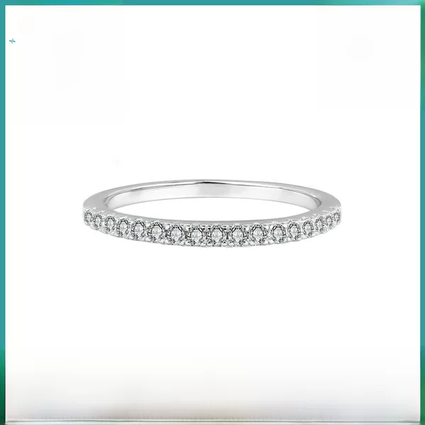 S925 Sterling Silver Single-Row Moissanite Ring for Women, Stackable Minimalist Tail Ring, Couple Rings, Direct Sale Moissanite